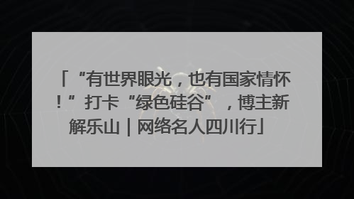 “有世界眼光，也有国家情怀！”打卡“绿色硅谷”，博主新解乐山｜网络名人四川行