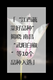 “江西蔬菜好品种”揭晓 南昌“武阳白椒”等10个品种入选