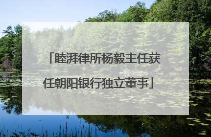 睦湃律所杨毅主任获任朝阳银行独立董事