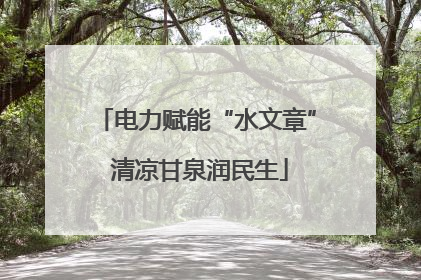 电力赋能“水文章” 清凉甘泉润民生