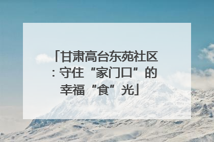 甘肃高台东苑社区：守住“家门口”的幸福“食”光