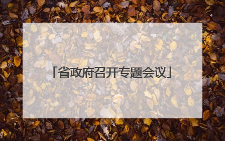 省政府召开专题会议