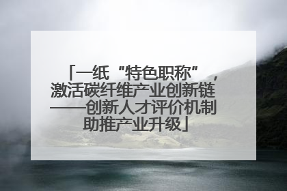 一纸“特色职称”，激活碳纤维产业创新链——创新人才评价机制 助推产业升级