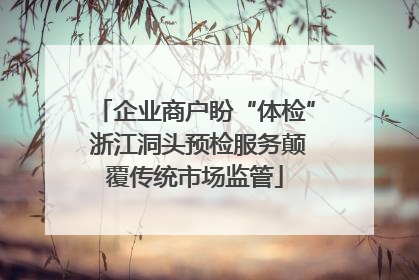 企业商户盼“体检” 浙江洞头预检服务颠覆传统市场监管