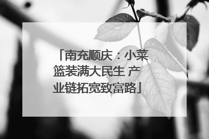 南充顺庆：小菜篮装满大民生 产业链拓宽致富路