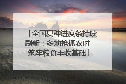 全国夏种进度条持续刷新：多地抢抓农时 筑牢粮食丰收基础