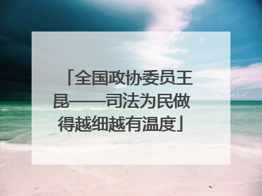 全国政协委员王昆——司法为民做得越细越有温度
