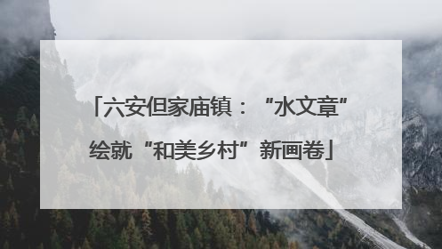 六安但家庙镇：“水文章” 绘就“和美乡村”新画卷