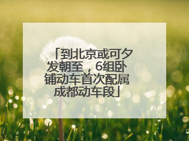 到北京或可夕发朝至，6组卧铺动车首次配属成都动车段