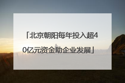 北京朝阳每年投入超40亿元资金助企业发展