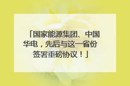 国家能源集团、中国华电，先后与这一省份签署重磅协议！