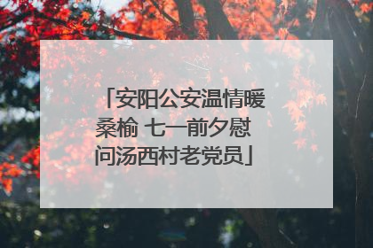 安阳公安温情暖桑榆 七一前夕慰问汤西村老党员