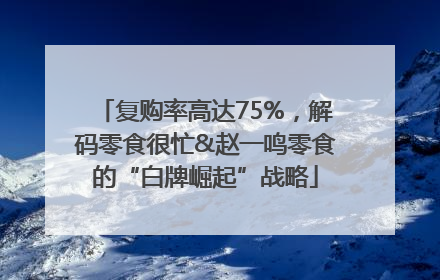 复购率高达75%，解码零食很忙&赵一鸣零食的“白牌崛起”战略