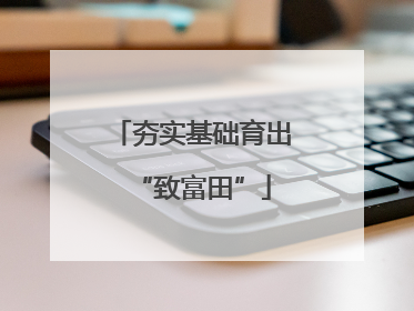 夯实基础育出“致富田”