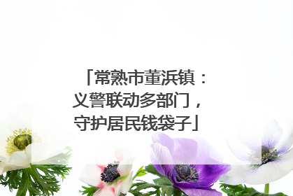 常熟市董浜镇：义警联动多部门，守护居民钱袋子