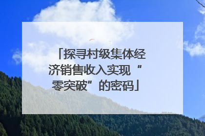 探寻村级集体经济销售收入实现“零突破”的密码