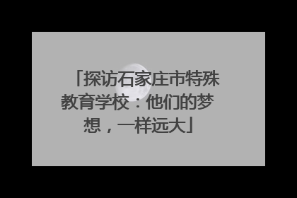 探访石家庄市特殊教育学校：他们的梦想，一样远大
