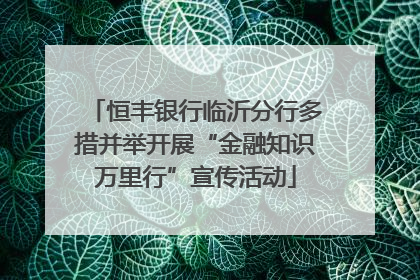 恒丰银行临沂分行多措并举开展“金融知识万里行”宣传活动
