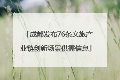 成都发布76条文旅产业链创新场景供需信息