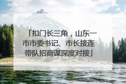 扣门长三角，山东一市市委书记、市长接连带队招商谋深度对接