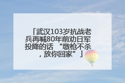 武汉103岁抗战老兵再喊80年前劝日军投降的话 “缴枪不杀，放你回家”