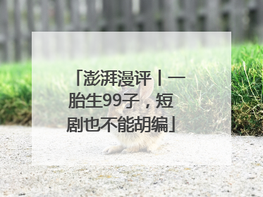 澎湃漫评丨一胎生99子，短剧也不能胡编