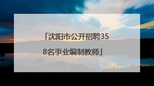 沈阳市公开招聘358名事业编制教师