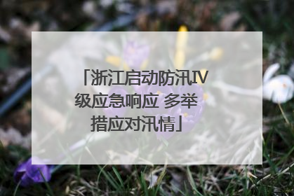 浙江启动防汛Ⅳ级应急响应 多举措应对汛情