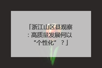 浙江山区县观察：高质量发展何以“个性化”？