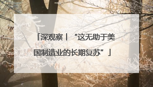 深观察丨“这无助于美国制造业的长期复苏”