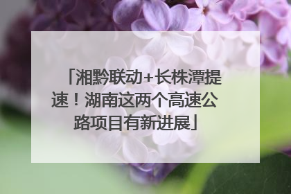 湘黔联动+长株潭提速！湖南这两个高速公路项目有新进展