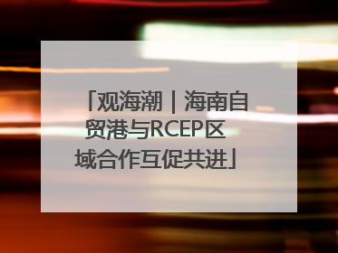 观海潮｜海南自贸港与RCEP区域合作互促共进