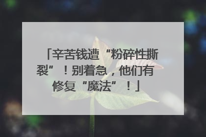 辛苦钱遭“粉碎性撕裂”！别着急，他们有修复“魔法”！