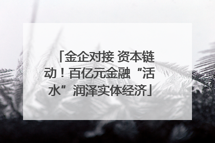 金企对接 资本链动！百亿元金融“活水”润泽实体经济
