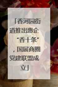 香河园街道推出惠企“香十条”，国展商圈党建联盟成立