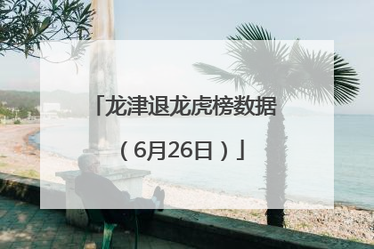 龙津退龙虎榜数据（6月26日）