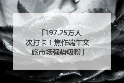 197.25万人次打卡！焦作端午文旅市场强势吸粉
